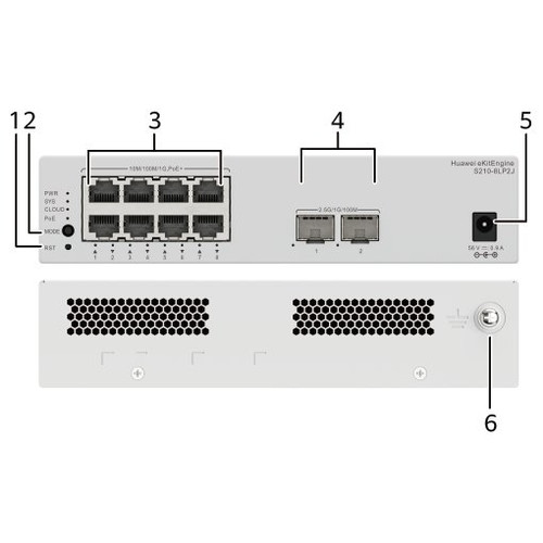 HUAWEI S210-8LP2J (8*10/100/1000BASE-T PORTS (32W POE+), 2*2.5GE SFP PORTS, WITH 1*AC POWER ADAPTER, FANLESS)" (Espera 4 dias)