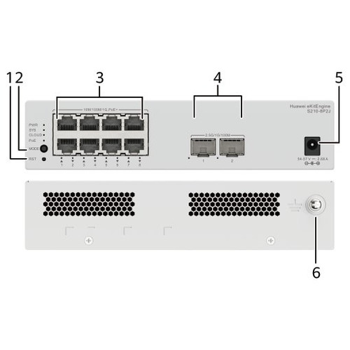 HUAWEI S210-8P2J (8*10/100/1000BASE-T PORTS (128W POE+), 2*2.5GE SFP PORTS, WITH 1*220 V AC POWER ADAPTER, FANLESS) (Espera 4 dias)-SX31 HUAWEI S210-8P2J (8*10/100/1000BASE-T PORTS (128W POE+), 2*2.5GE SFP PORTS, WITH 1*220 V AC POWER ADAPTER, FANLESS) (Espera 4 dias)