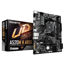GIGABYTE A520M H ARGB Placa Base &ndash; Compatible con CPUs AMD Ryzen Serie 5000, hasta 5100 MHz DDR4 (OC), M.2 PCIe 3.0 x4, LAN 1 GbE, USB 3.2 Gen 1 (Espera 4 dias)