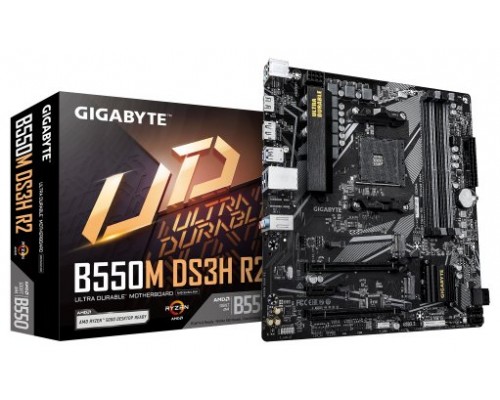 GIGABYTE B550M DS3H R2 Placa base - Procesadores AMD Ryzen 5000, VRM de 5+3 fases, hasta 4733 MHz DDR4 (O.C.), 1x M.2 PCIe 4.0 + 1x M.2 PCIe 3.0, LAN 1 GbE, USB 3.2 Gen 1 (Espera 4 dias)-SX16 GIGABYTE B550M DS3H R2 Placa base - Procesadores AMD Ryzen 5000, VRM de 5+3 fases, hasta 4733 MHz DDR4 (O.C.), 1x M.2 PCIe 4.0 + 1x M.2 PCIe 3.0, LAN 1 GbE, USB 3.2 Gen 1 (Espera 4 dias)