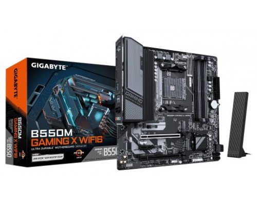 GIGABYTE B550M GAMING X WIFI6 Placa base - Procesadores AMD Ryzen 5000, VRM de 5+3 fases, hasta 3200 MHz DDR4, 1x M.2 PCIe 4.0 + 1x M.2 PCIe 3.0, Wi-Fi 6, LAN 1 GbE, USB 3.2 Gen 1 (Espera 4 dias)