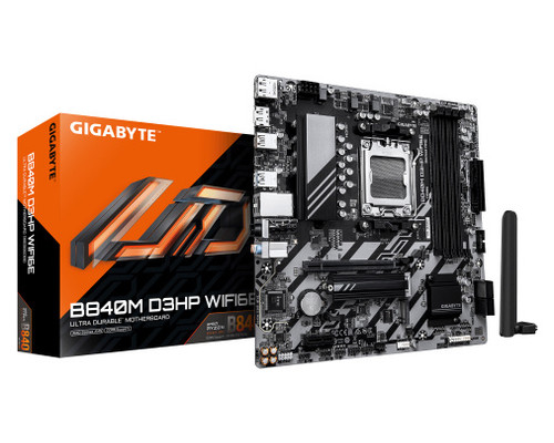 PLACA GIGABYTE B840M D3HP WF6E,AMD,AM5,B840,4DDR5,256GB,1HDMI+2DP,4SATA3+2M.2,GBELAN+WIFI6E+BT5.3,4USB3.2,MATX (Espera 4 dias)-SX25 PLACA GIGABYTE B840M D3HP WF6E,AMD,AM5,B840,4DDR5,256GB,1HDMI+2DP,4SATA3+2M.2,GBELAN+WIFI6E+BT5.3,4USB3.2,MATX (Espera 4 dias)