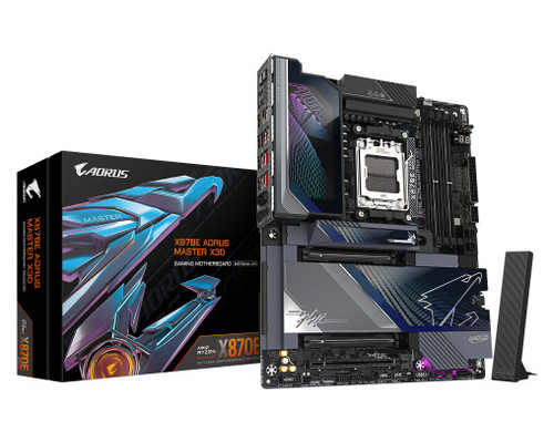 GIGABYTE X870E AORUS MASTER X3D Placa Base - Compatible con procesadores AMD Ryzen 9000, VRM digital de 18+2+2 fases, hasta 9000MHz DDR5 (O.C.), 2xPCIe 5.0 + 3xPCIe 4.0, Wi-Fi 7, LAN 10GbE, USB 4 (Espera 4 dias)-SX105 GIGABYTE X870E AORUS MASTER X3D Placa Base - Compatible con procesadores AMD Ryzen 9000, VRM digital de 18+2+2 fases, hasta 9000MHz DDR5 (O.C.), 2xPCIe 5.0 + 3xPCIe 4.0, Wi-Fi 7, LAN 10GbE, USB 4 (Espera 4 dias)