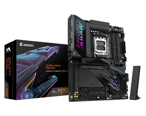 GIGABYTE X870E AORUS PRO X3D Placa Base - Compatible con procesadores AMD Ryzen 9000, VRM digital de 18+2+2 fases, hasta 9000MHz DDR5 (O.C.), 2xPCIe 5.0 + 2xPCIe 4.0, Wi-Fi 7, LAN 5GbE, USB 4 (Espera 4 dias)-SX81 GIGABYTE X870E AORUS PRO X3D Placa Base - Compatible con procesadores AMD Ryzen 9000, VRM digital de 18+2+2 fases, hasta 9000MHz DDR5 (O.C.), 2xPCIe 5.0 + 2xPCIe 4.0, Wi-Fi 7, LAN 5GbE, USB 4 (Espera 4 dias)