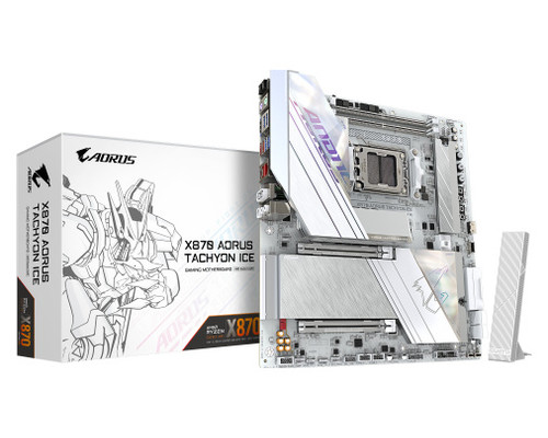 GIGABYTE X870 AORUS TACHYON ICE Placa Base – Compatible con procesadores AMD Ryzen 9000, VRM digital de 18+2+2 fases, hasta 9600 MHz DDR5 (OC), 1 x PCIe 5.0 + 2 x PCIe 4.0, Wi-Fi 7, LAN 5 GbE, USB 4 (Espera 4 dias)-SX110 GIGABYTE X870 AORUS TACHYON ICE Placa Base – Compatible con procesadores AMD Ryzen 9000, VRM digital de 18+2+2 fases, hasta 9600 MHz DDR5 (OC), 1 x PCIe 5.0 + 2 x PCIe 4.0, Wi-Fi 7, LAN 5 GbE, USB 4 (Espera 4 dias)