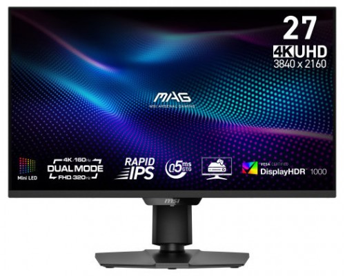 MSI MONITOR MAG 274UPDF E16M. 27" RAPID VA MINI-LED PLANO. 3840X2160. 160HZ. NEGRO (Espera 4 dias)