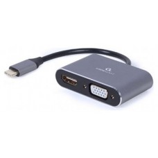 Gembird Adaptador USB Type-C a HDMI /VGA Gris