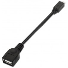 AISENS - CABLE USB 2.0 OTG, TIPO MICRO B/M-A/H, NEGRO, 15CM