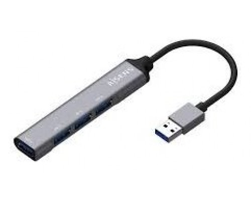 HUB USB 3.0 ALUMINIO TIPO AM-4xTIPO AH GRIS 10CM