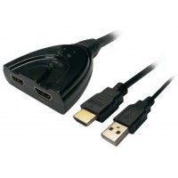 HDMI DUPLICADOR V1.4 1X2 CON ALIM. USB Y CABLE NEGRO