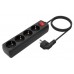 REGLETA 4 SALIDAS CON INTERRUPTOR CABLE 3x1.5MM2 NEGRO