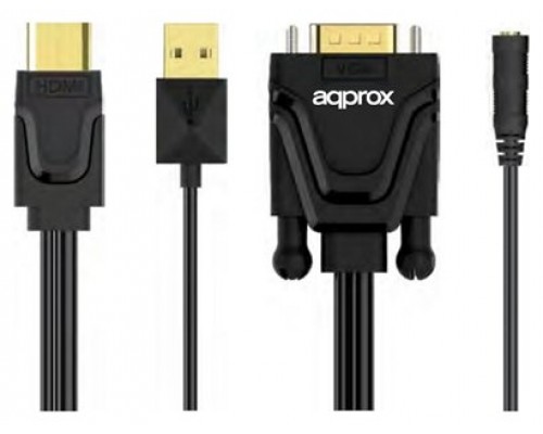 ADAPTADOR HDMI A VGA CON SALIDA DE AUDIO APPROX APPC22