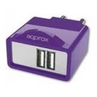 APPROX Cargador 2 USB de Viaje/Pared 1A (Purpura)