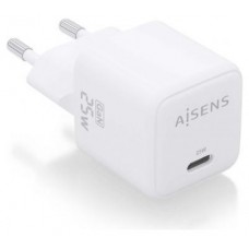 AISENS - CARGADOR GaN 25W, 1xUSB-C PD3.0 QC4.0, BLANCO