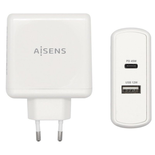 AISENS CARGADOR 57W 1xUSB-C PD3.0 45W 1xUSB-A 5V 2.4A 12W BLANCO