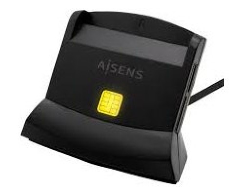 AISENS LECTOR DE TARJETA DNI CON LECTOR DE TARJETAS SD + SIM USB-C, NEGRO