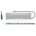 AISENS - USB-C DOCK 12 EN 1, USB-C A 2xHDMI, 1xDISPLAYPORT, 1xRJ45, 3xUSB-A, 1xUSB-C, 1xUSB-C PD, 1xSD, 1xMICRO SD, 1xAudio, GRIS, 30CM