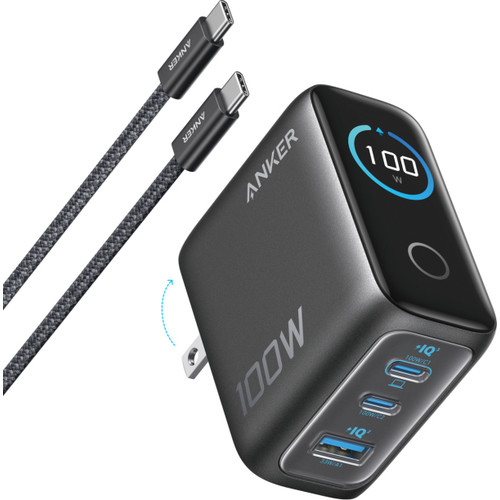 CARGADOR DE PARED ANKER 100W 3 PUERTOS CON PANTALLA INTELIGENTE NEGRO-SX22 CARGADOR DE PARED ANKER 100W 3 PUERTOS CON PANTALLA INTELIGENTE NEGRO