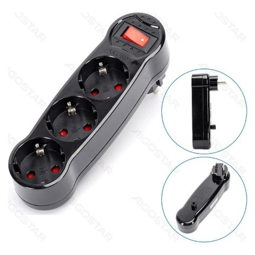 ENCHUFE DE CONVERSION ALEMAN 1 A 3 16A CON INTERRUPTOR NEGRO AIGOSTAR (Espera 4 dias)-SX2 ENCHUFE DE CONVERSION ALEMAN 1 A 3 16A CON INTERRUPTOR NEGRO AIGOSTAR (Espera 4 dias)
