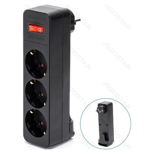 ENCHUFE DE CONVERSION ALEMAN 1 A 3 16A CON INTERRUPTOR NEGRO AIGOSTAR (Espera 4 dias)-SX1 ENCHUFE DE CONVERSION ALEMAN 1 A 3 16A CON INTERRUPTOR NEGRO AIGOSTAR (Espera 4 dias)