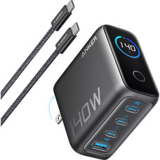 CARGADOR DE PARED ANKER 140W 4 PUERTOS PD 3.1 CON CABLE USB-C NEGRO-SX15 CARGADOR DE PARED ANKER 140W 4 PUERTOS PD 3.1 CON CABLE USB-C NEGRO