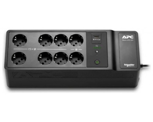APC Back-UPS  500VA/300W 8 Schuko 1 USB A