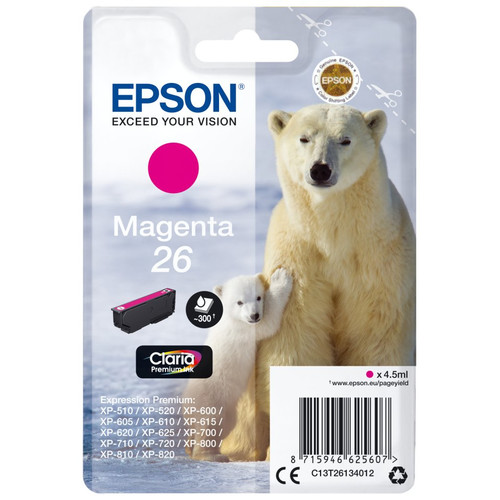 Epson Claria Premium Cartucho Magenta 26 (Blister + Alarma acustico/Radiofrecuencia)-SX4 Epson Claria Premium Cartucho Magenta 26 (Blister + Alarma acustico/Radiofrecuencia)