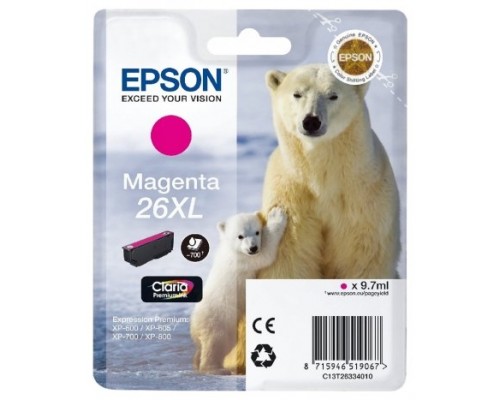 Epson Claria Premium Cartucho Magenta 26XL Alta(Blister + Alarma acustico/Radiofrecuencia)