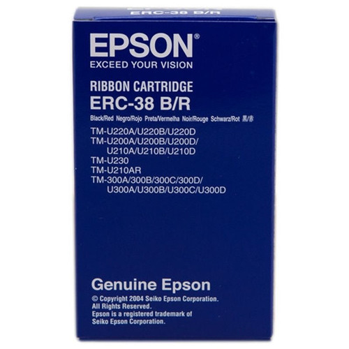 Epson TM-300A/300B/300C/300D, U-200D/210D/300A/300B/300C/300D ERC-38BR (S015244) Cinta Neg/Rojo