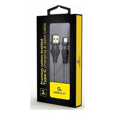 Gembird Cable USB T C trenzado de algodón 2m-SX3 Gembird Cable USB T C trenzado de algodón 2m