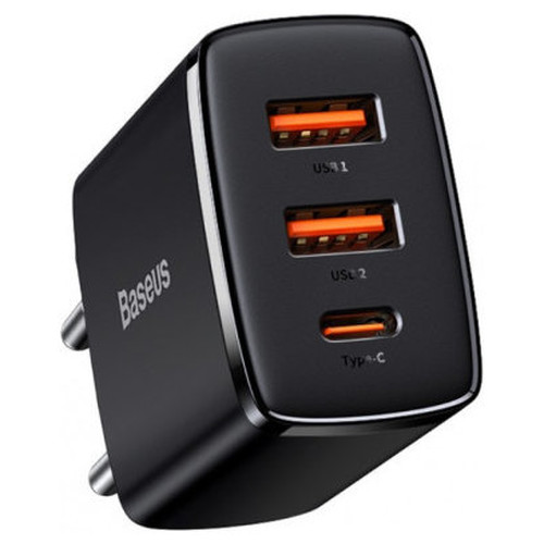 BASEUS COMPACT QUICK CHARGER 2U+C 30W EU BLACK (Espera 4 dias)-SX7 BASEUS COMPACT QUICK CHARGER 2U+C 30W EU BLACK (Espera 4 dias)