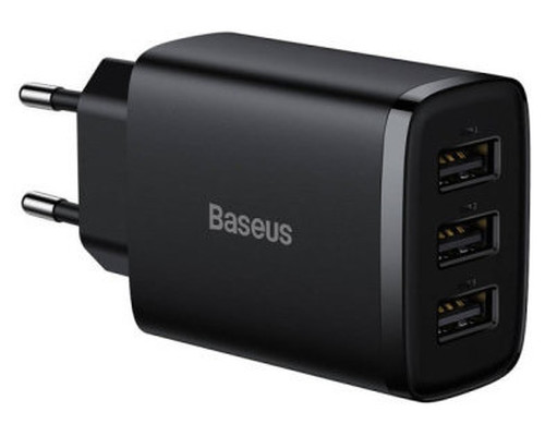 BASEUS COMPACT CHARGER 3U 17W EU BLACK (Espera 4 dias)-SX4 BASEUS COMPACT CHARGER 3U 17W EU BLACK (Espera 4 dias)