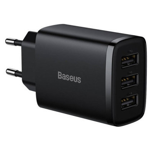 BASEUS COMPACT CHARGER 3U 17W EU BLACK (Espera 4 dias)-SX4 BASEUS COMPACT CHARGER 3U 17W EU BLACK (Espera 4 dias)