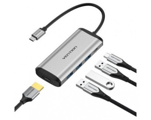 DOCKING STATION 5 PUERTOS USB-C 1xHDMI/3xUSB-A/1xUSB-C PD GRIS VENTION (Espera 4 dias)