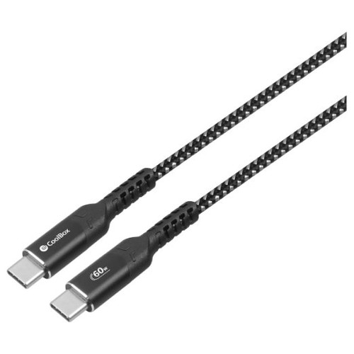 CABLE USB-C A USB-C 1.8M COOLBOX 60W TRENZADO COLOR