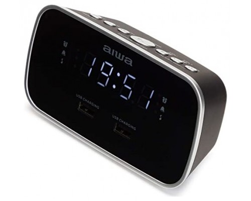 RELOJ DESPETADOR CON RADIO AIWA CRU-19 BLACK 2 PUERTOS