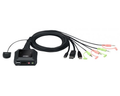 ATEN Switch KVM en formato cable híbrido DisplayPort de 2 puertos USB-C (Espera 4 dias)