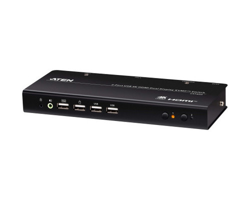 ATEN Conmutador KVMP de doble monitor con 2 puertos USB 4K HDMI (cables incluidos) (Espera 4 dias)