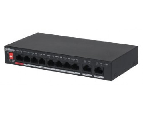 (DH-PFS3010-8ET-96-V2) DAHUA SWITCH HI-POE 2.0 8 PUERTOS + 2 UPLINK RJ45 (Espera 4 dias)