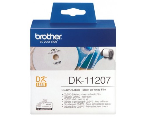 BROTHER Rollo de Etiquetas Plasticas para CD/DVD de 58mmx58mm de 100 Uds.