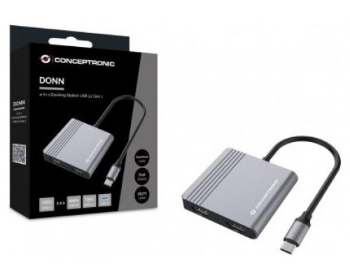 CONCEPTRONIC ADAPTADOR USB-C 4EN1 DONN013 HDMI  X2 USB-C  PD 100W USB 3.0