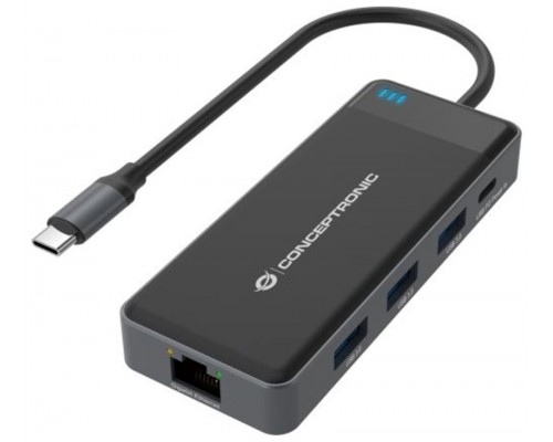 CONCEPTRONIC ADAPTADOR USB-C 7IN1 HDMIx2  USB-C PD 100W USB-A RJ45 GIGABIT DONN14G