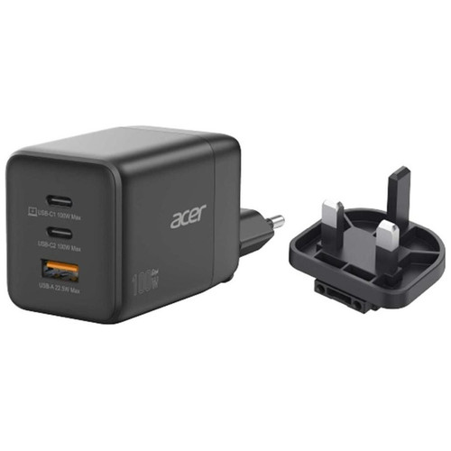 ACER Cargador 100w / EU-UK Plugs / 2 USB-C / 1 USB-A-SX9 ACER Cargador 100w / EU-UK Plugs / 2 USB-C / 1 USB-A