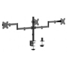 AISENS - SOPORTE DE MESA ECO GIRATORIO E INCLINABLE PARA 3 MONITORES 10KG (3 PIVOTES, 2 BRAZOS) DE 13-27, NEGRO