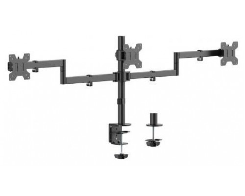 AISENS - SOPORTE DE MESA ECO GIRATORIO E INCLINABLE PARA 3 MONITORES 10KG (3 PIVOTES, 2 BRAZOS) DE 13-27, NEGRO