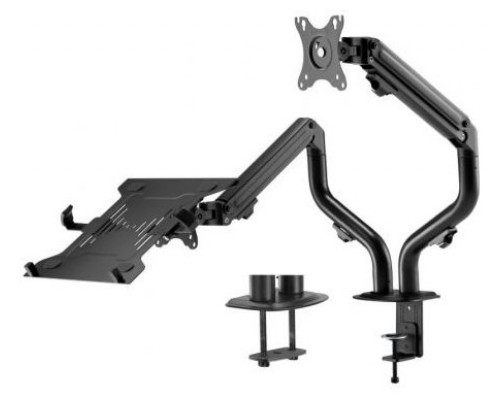 AISENS - SOPORTE DE MESA CONTRAPESO GIRATORIO E INCLINABLE PARA PORTATIL Y MONITOR/TV 8KG DE 17-32, NEGRO