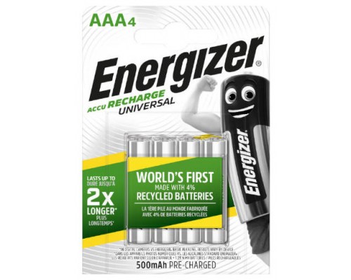 BLISTER 4 PILAS RECARGABLES UNIVERSAL POTENCIA 500 MAH TIPO HR03 ENERGIZER E301375701 (Espera 4 dias)