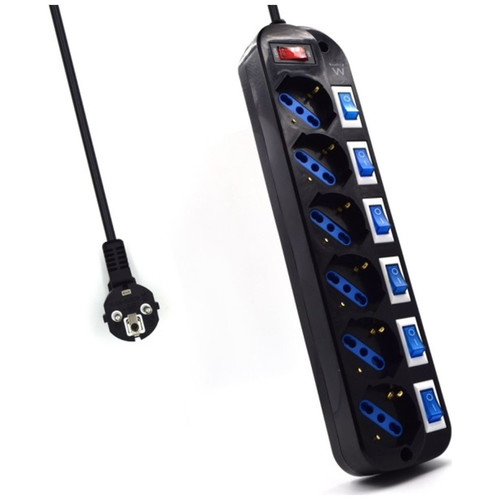 Ewent EW3851 limitador de tensión Negro 6 salidas AC 220 V 1,5 m (Espera 4 dias)-SX6 Ewent EW3851 limitador de tensión Negro 6 salidas AC 220 V 1,5 m (Espera 4 dias)