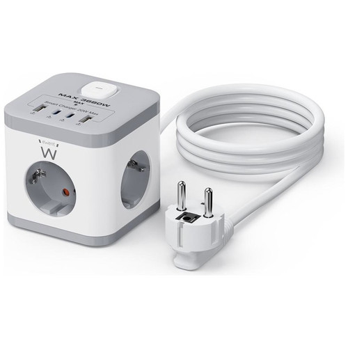 Ewent EW3863 Regleta 3 Tomas SHUCKO+2USB-A+2USB-C