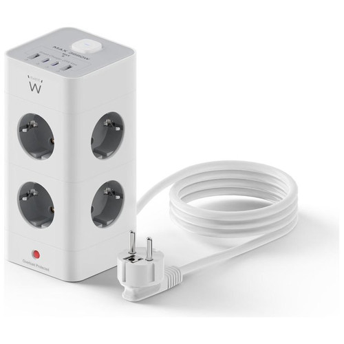 Ewent EW3864 Regleta 8 Tomas SHUCKO +2USB-A+2USB-C